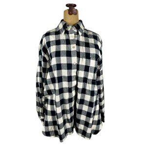 Lane Bryant Top Button Down No Peek Blue, White Silver Women Size 14/16